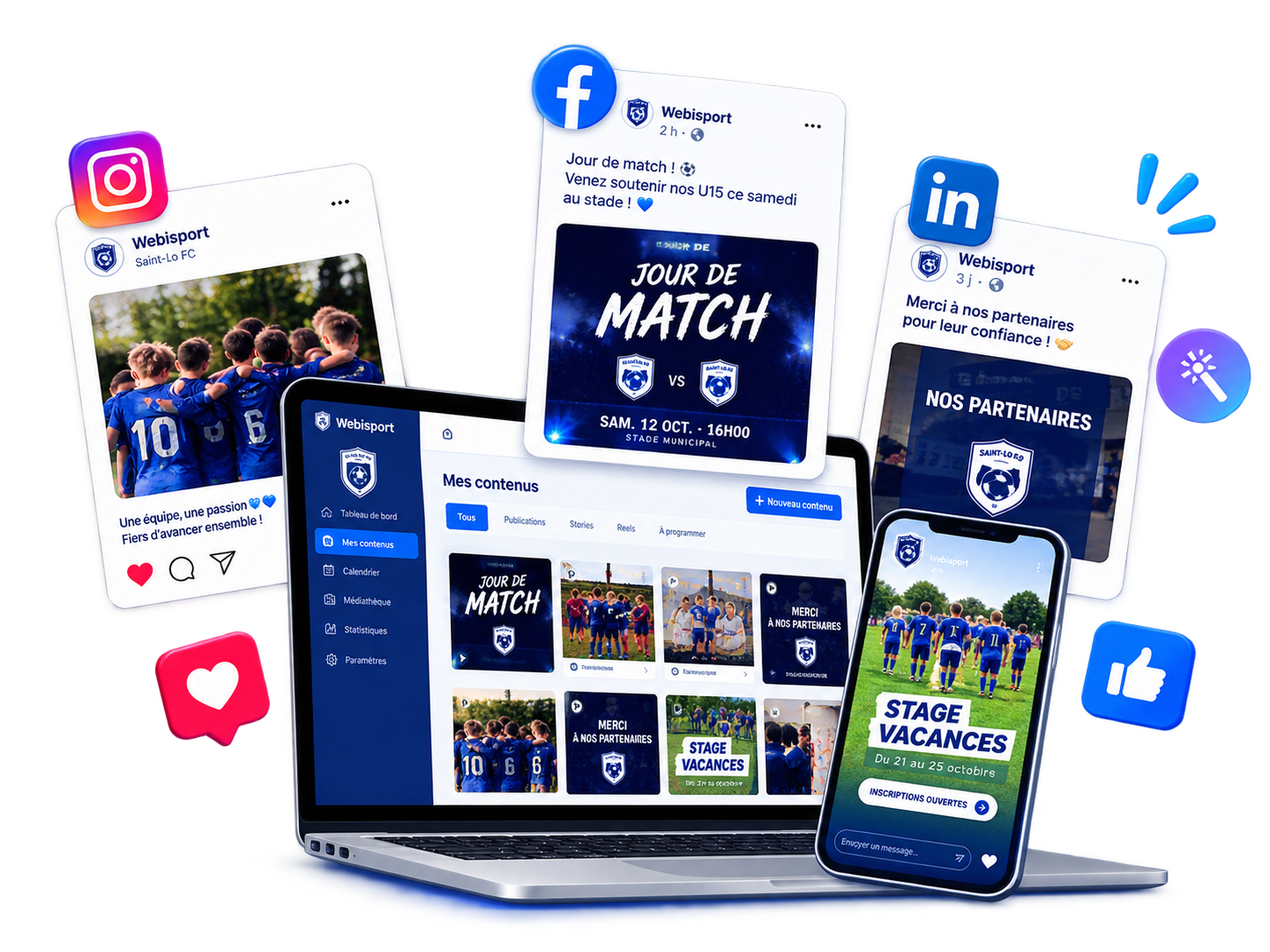 Présentation des solutions digitales Webisport sur ordinateur et smartphone